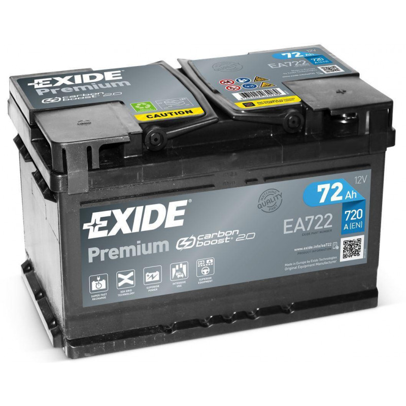 Exide Premium EA722 12V 72Ah 720A 278x175x175 EA722