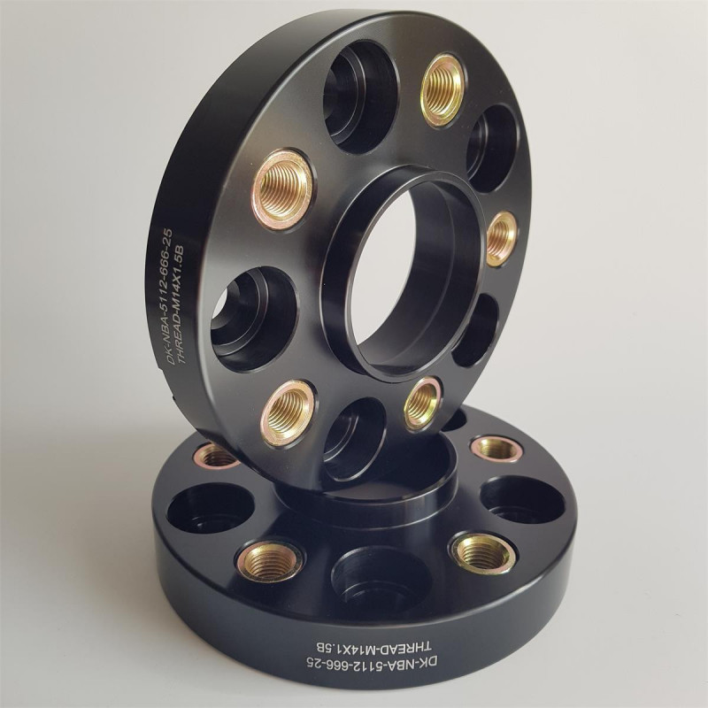 Spacer 25 mm 2 pcs 5x112 66.6 mm With Thread Holds M14x1.5 Black (NBA-5112-666-25-THREAD-M14X1.5B)