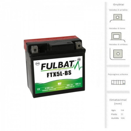 Akumuliatorius 4 Ah 70 A EN 12V 