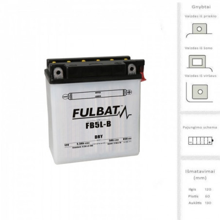 Akumuliatorius 5 Ah 65 A EN 12V 