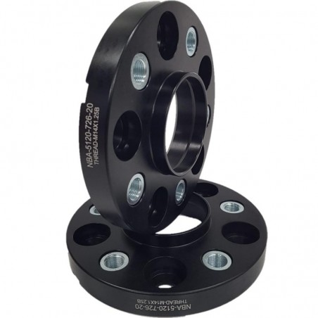 Spacer 20 mm 2 pcs 5x130 72.6 mm With Thread Holds M14x1.25 Black (NBA-5120-726-20-THREAD-M14x1.25B)
